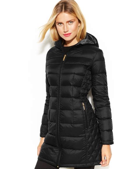 michael kors black women's jacket|Michael Kors black puffer coat.